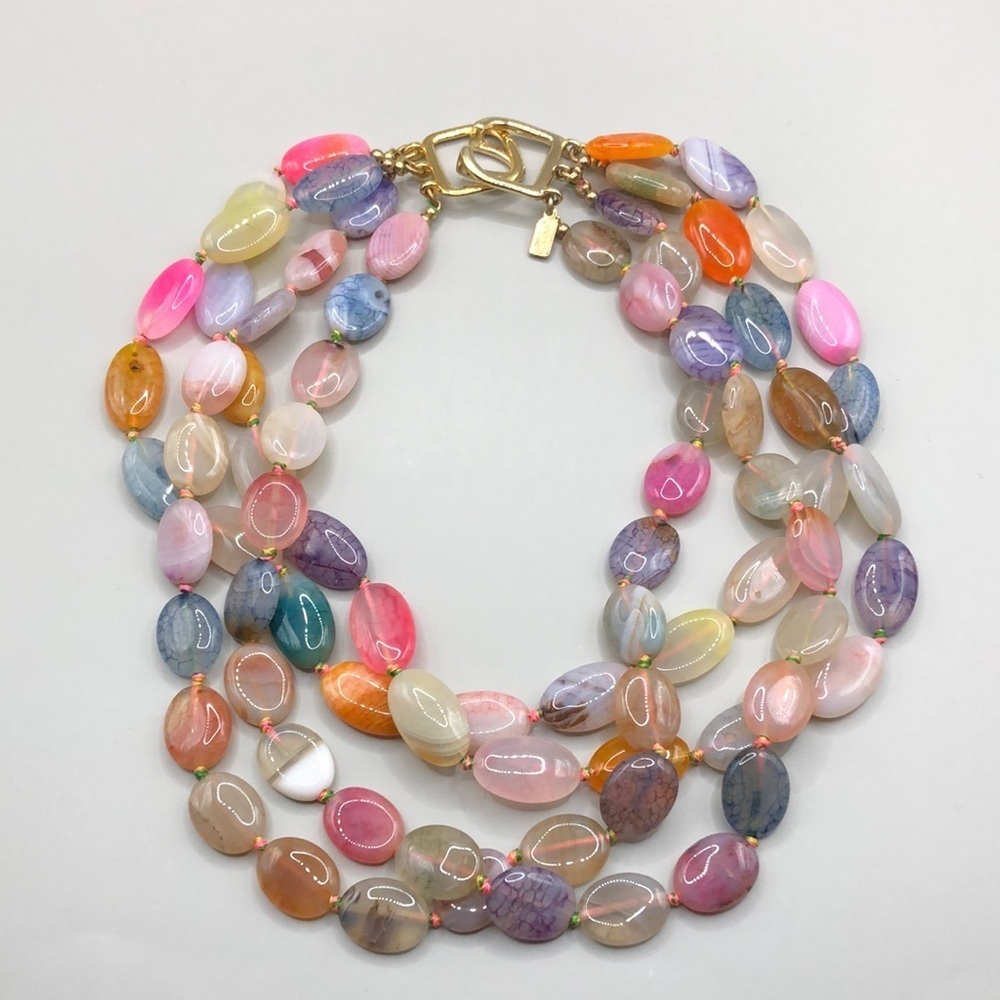 Kenneth J Lane Colorful Vibrant Stone Gemstone Layered Statement Style Necklace